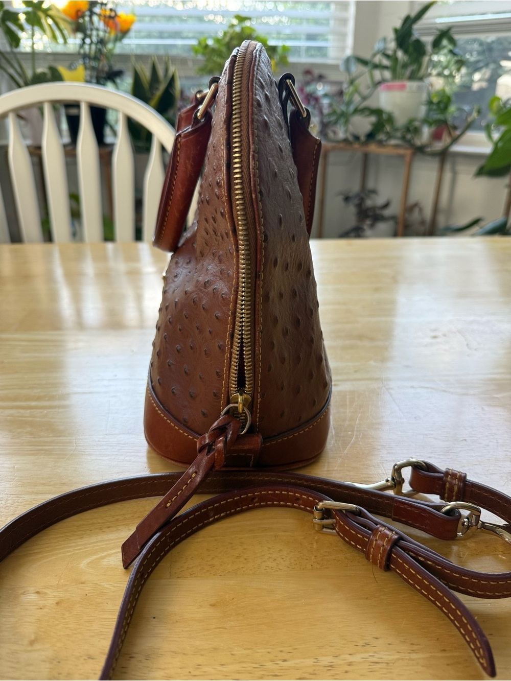 Dooney & Bourke Ostrich Zip Satchel - Picture 3 of 6